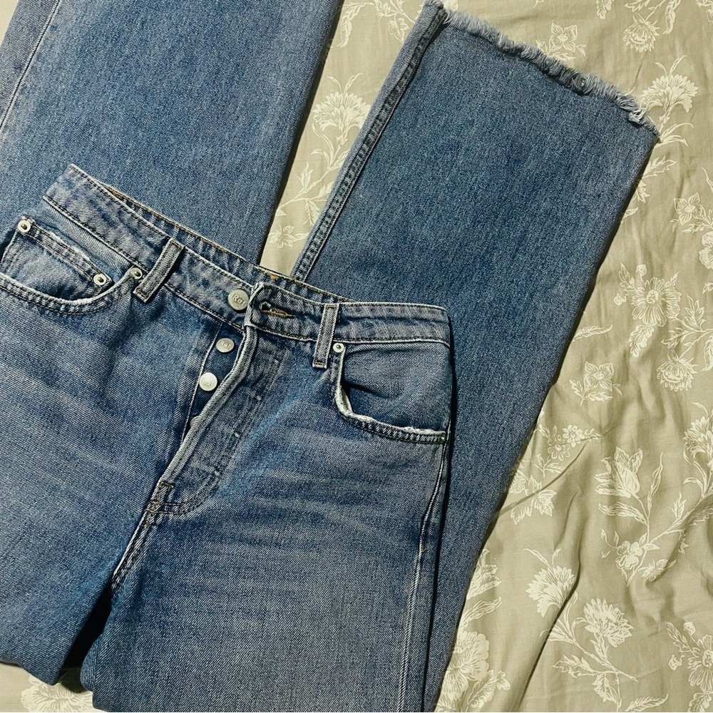 Reformation Wide Leg Crop jeans in Baltic